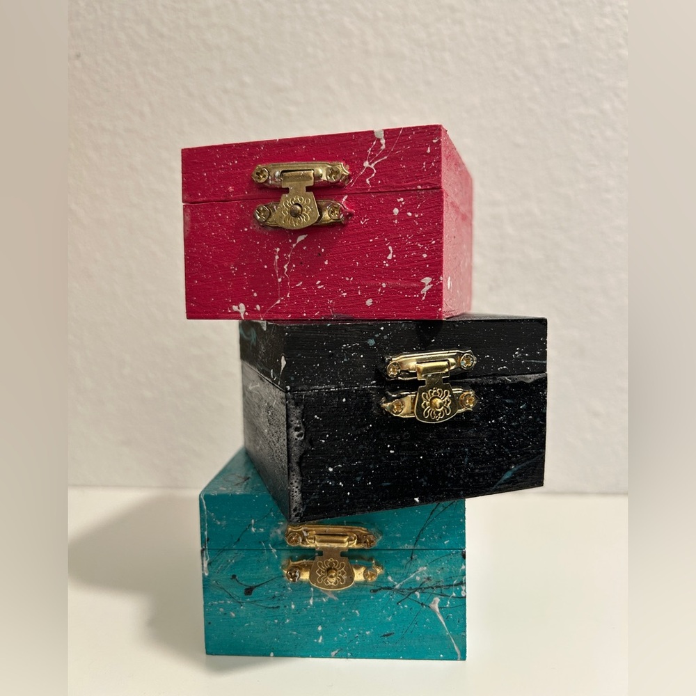 Hand-painted Decorative Storage Boxes and Purse Charm (choose 1) 2.7”x2.7”x1.6”